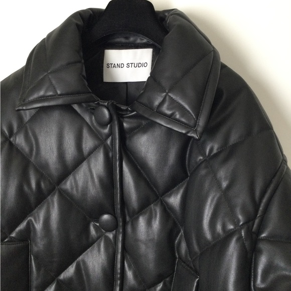 STAND STUDIO Black Puffy Jacinda Puffer Quilted Jacket Size 34 $430 - Picture 4 of 16